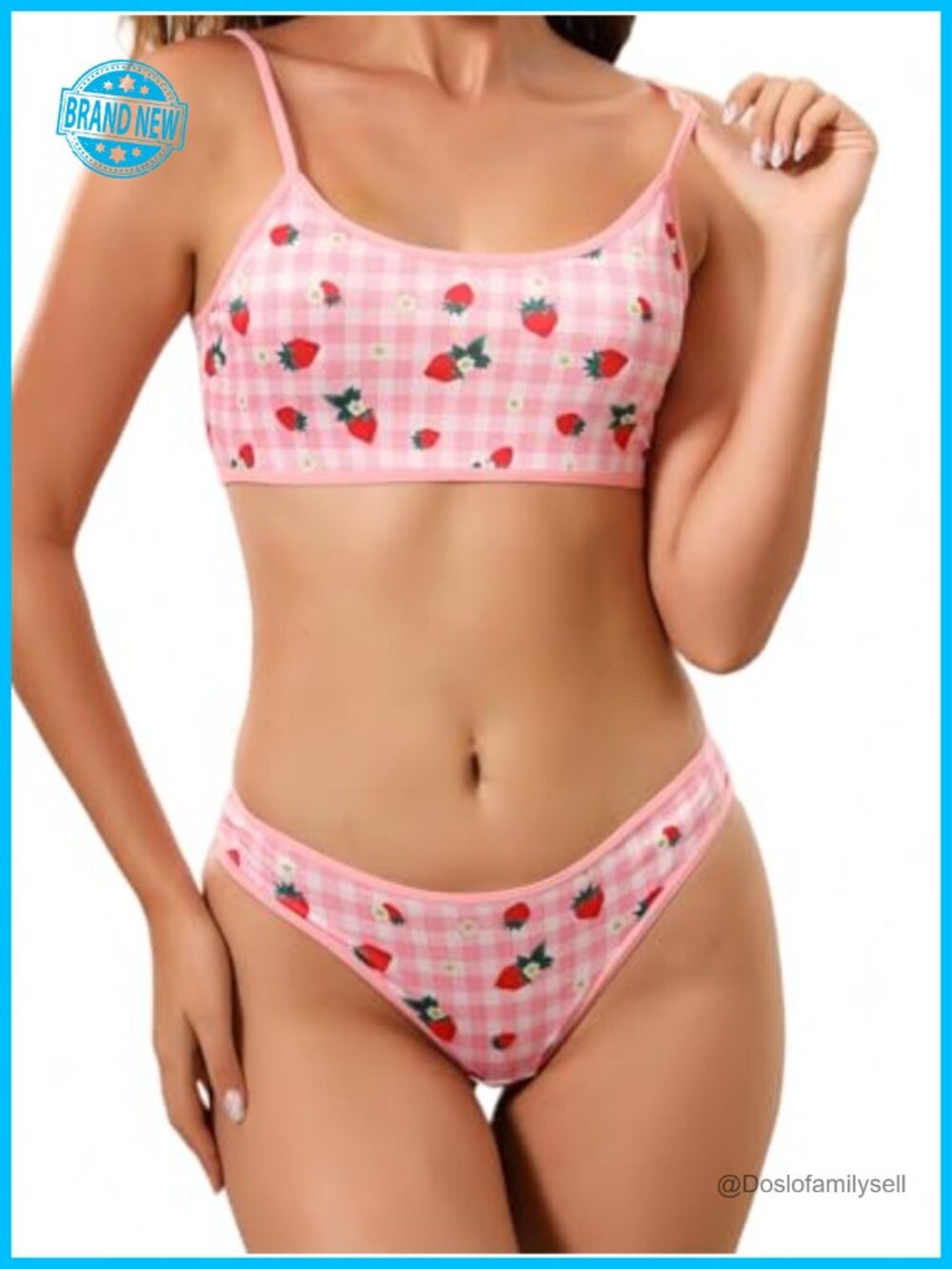 Morvia Womens Spaghetti Strap Bralette and Thong Underwear Set